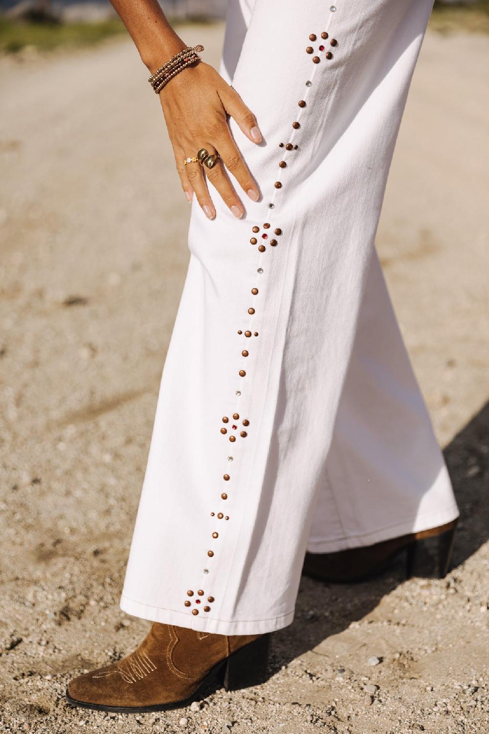 Freeman T. Porter Agatha Andalousia Pantalon Large Femme Off White