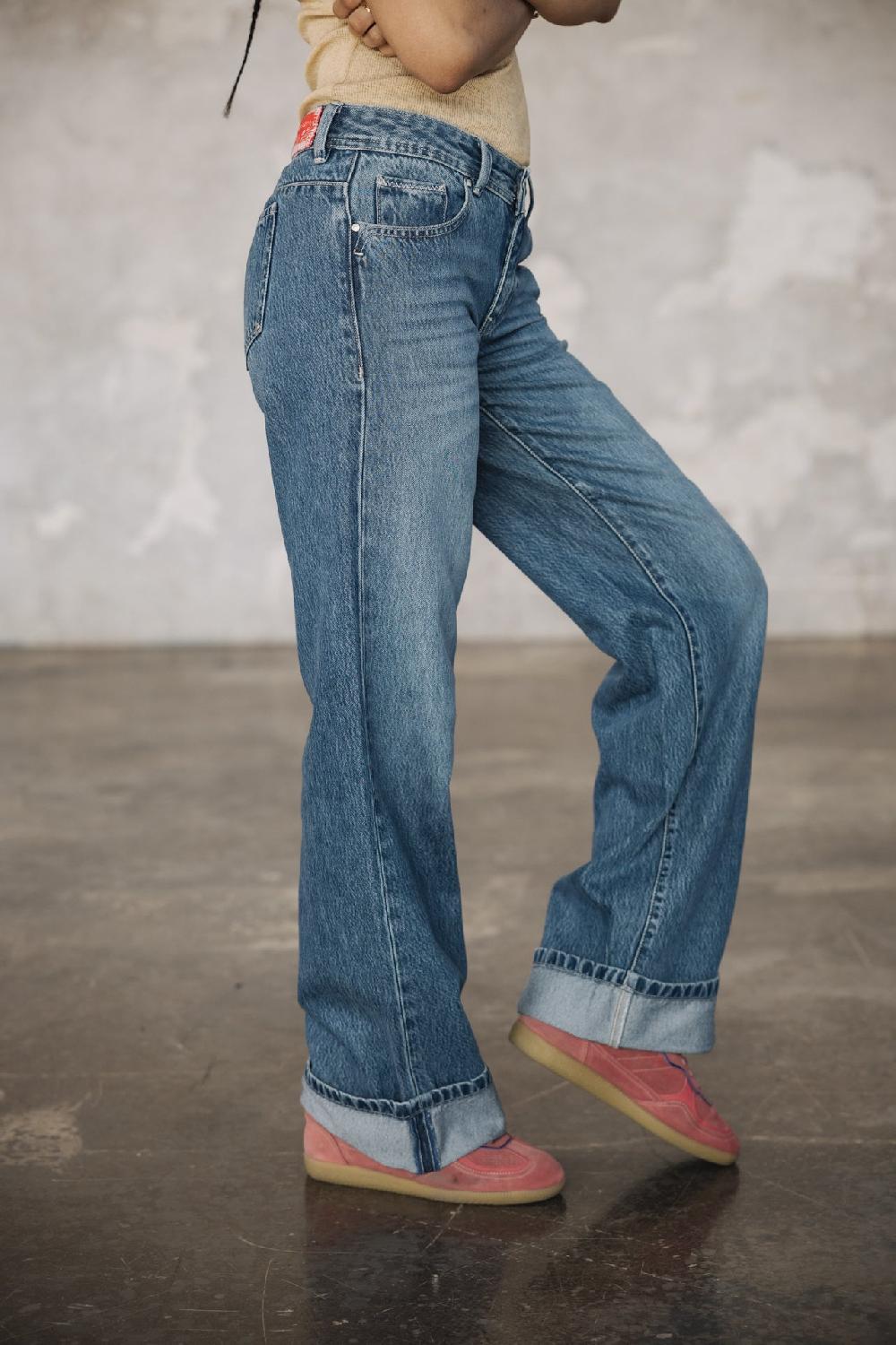 Freeman T. Porter Agatha Denim Jeans Large à Revers Femme Sevillanas