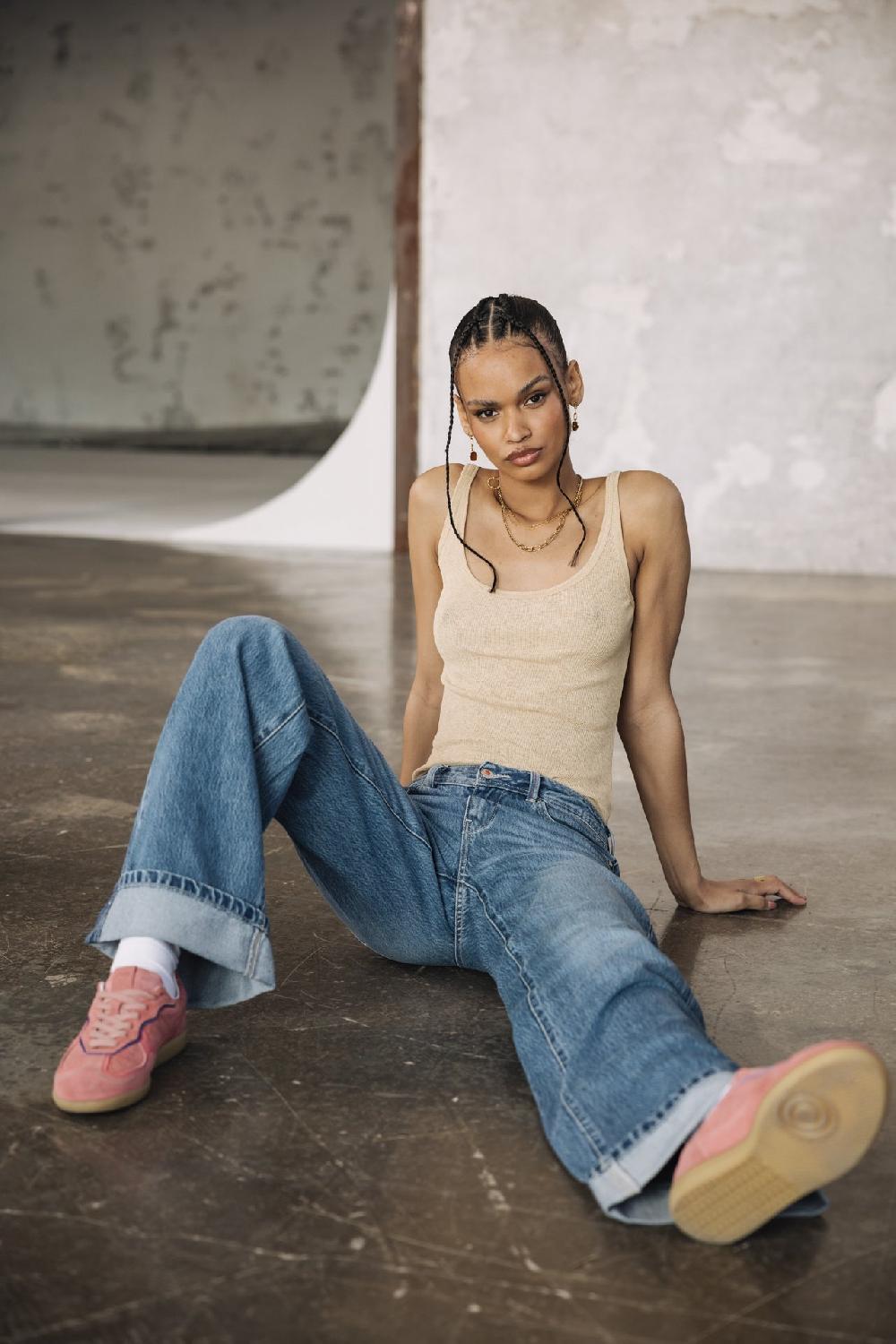 Freeman T. Porter Agatha Denim Jeans Large à Revers Femme Sevillanas