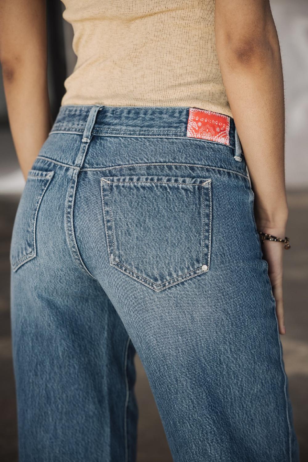 Freeman T. Porter Agatha Denim Jeans Large à Revers Femme Sevillanas