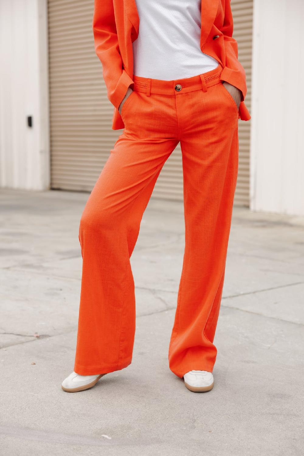 freeman t. porter Agatha Plain Linen Pantalon large en lin Femme tigerlily