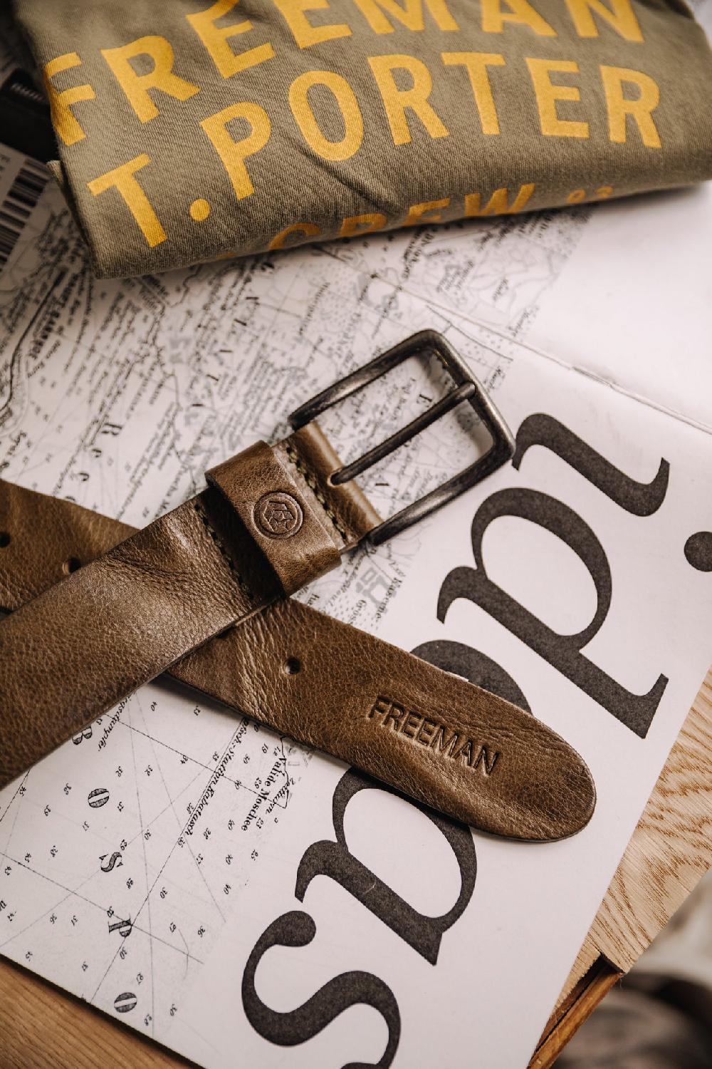 Freeman T. Porter Agust Ceinture En Cuir Homme Khaki