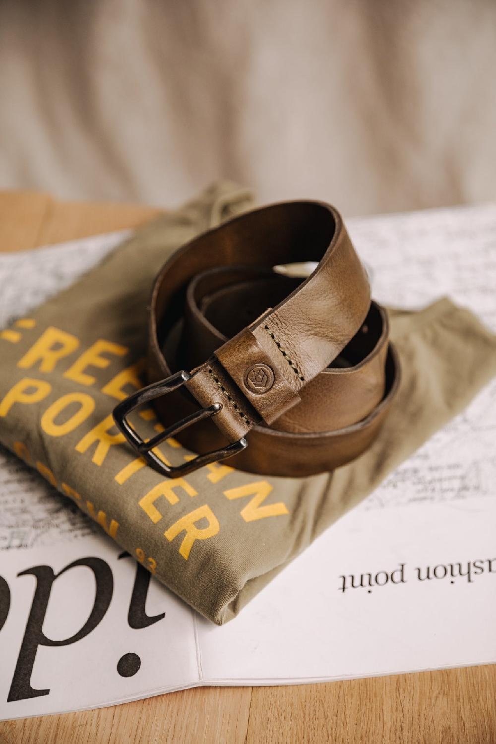 freeman t. porter Agust Ceinture en cuir Homme khaki