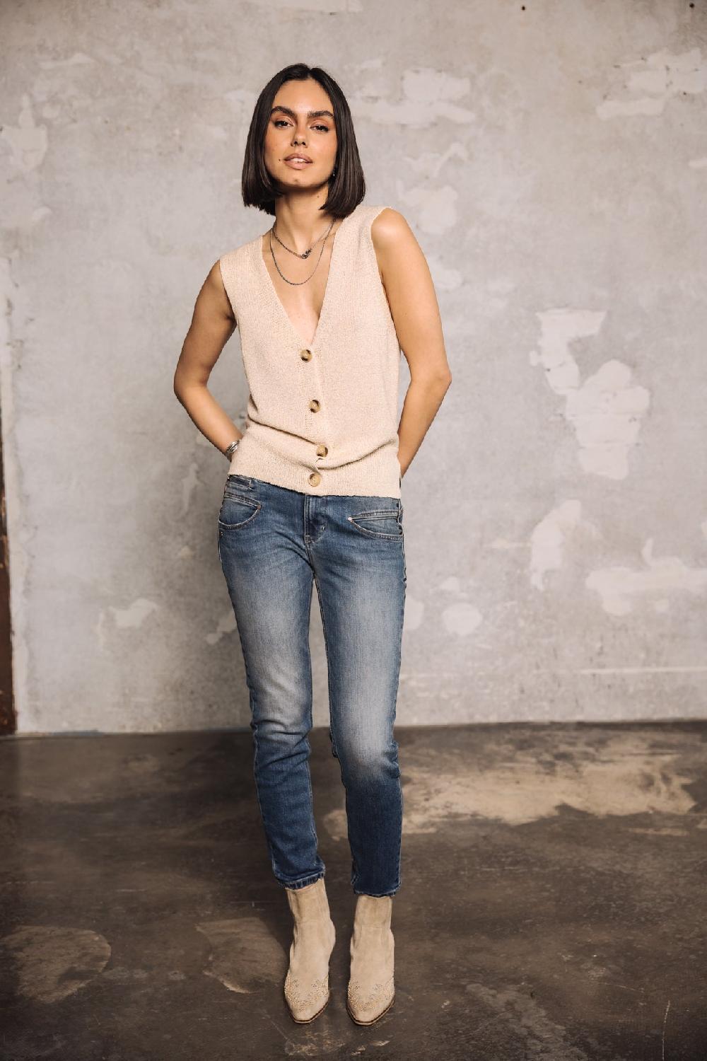 Freeman T. Porter Alexa High Waist Cropped S-SDM Jeans Slim Femme Sicilian