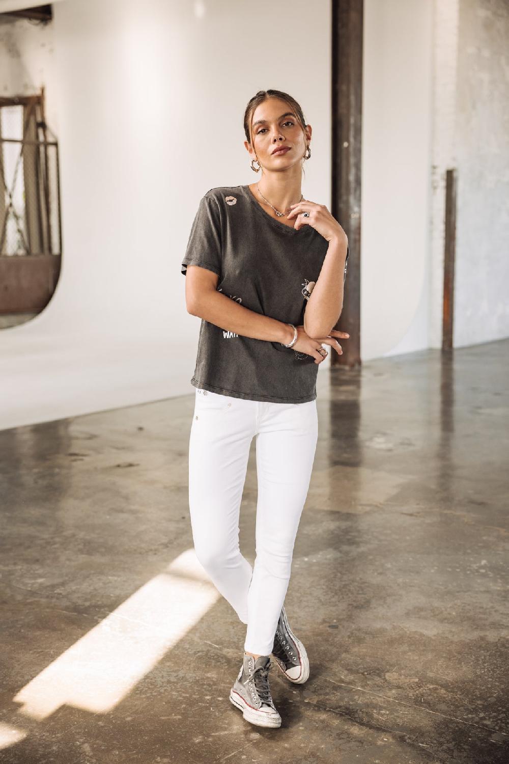 Freeman T. Porter Alexa High Waist Cropped S-SDM Jeans Slim Femme White