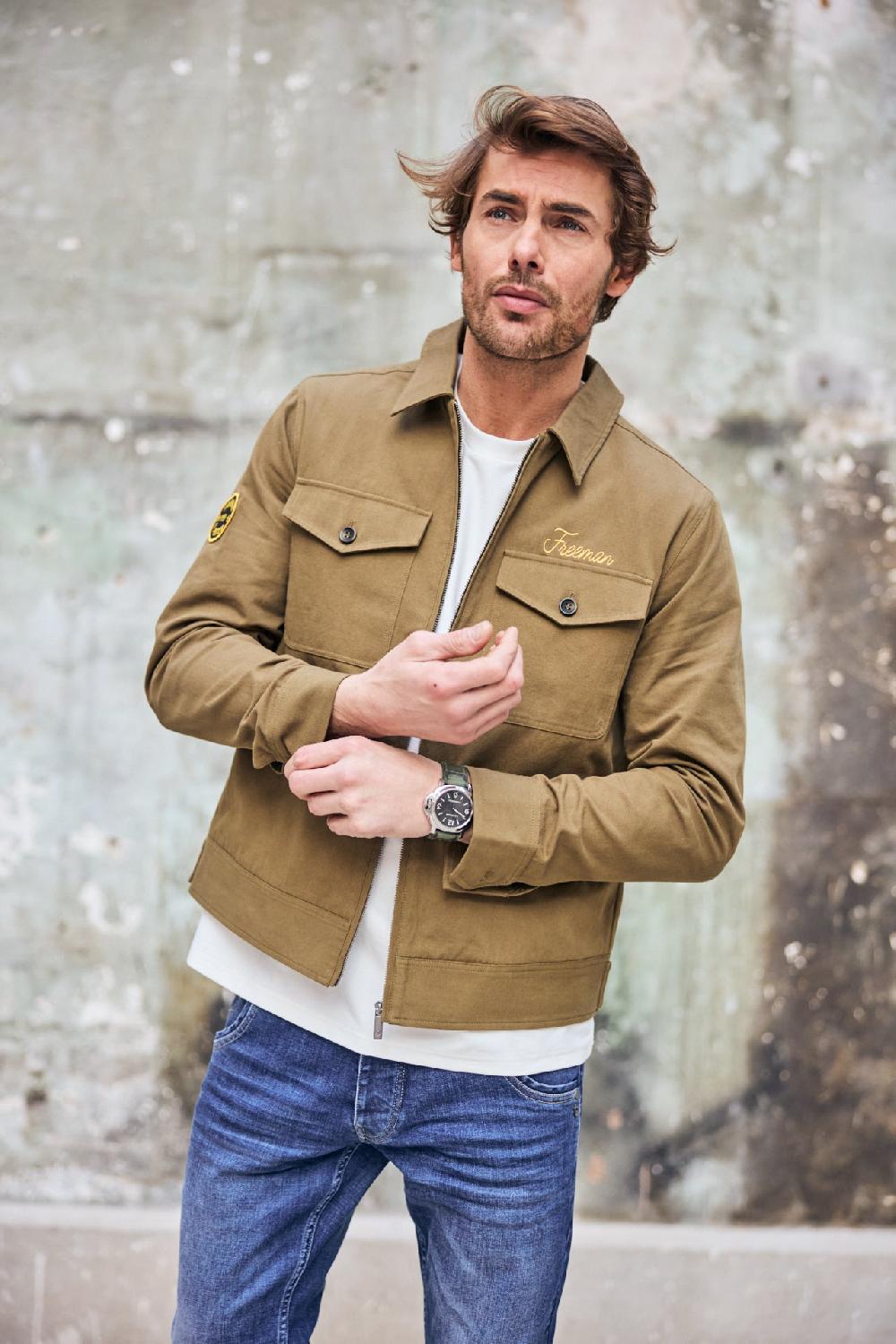 Freeman T. Porter Antonio Dover Veste Avec Broderie Et Patch Homme Dusky Green