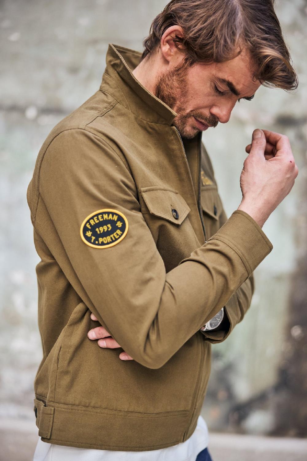freeman t. porter Antonio Dover Veste avec broderie et patch Homme dusky green