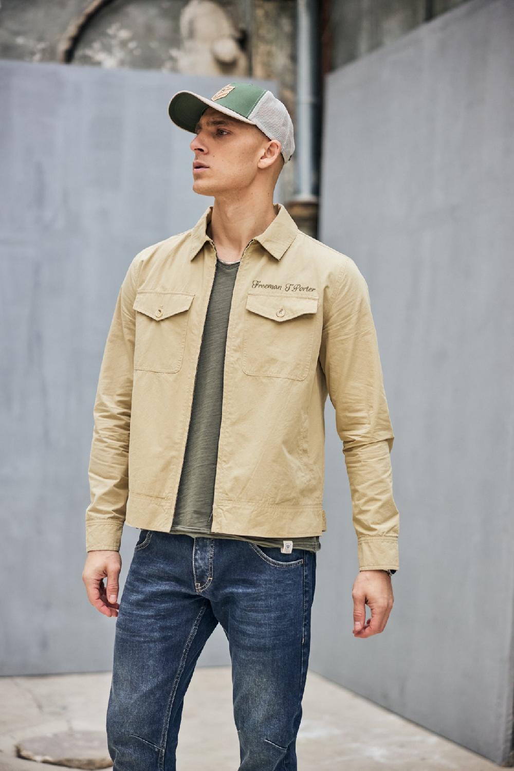 Freeman T. Porter Antonio Trek Veste Avec Broderie Et Patch Homme Farm Beige