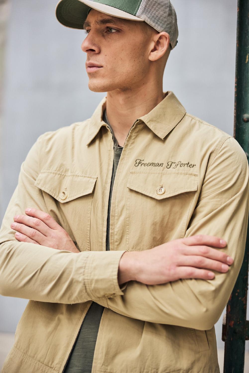 Freeman T. Porter Antonio Trek Veste Avec Broderie Et Patch Homme Farm Beige