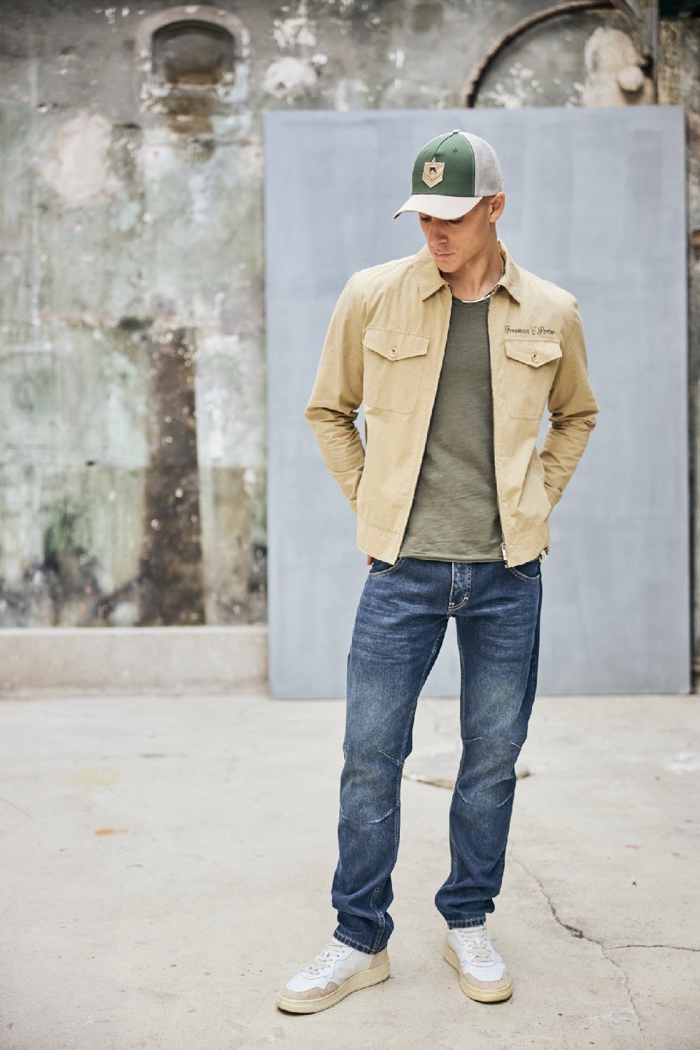 Freeman T. Porter Antonio Trek Veste Avec Broderie Et Patch Homme Farm Beige