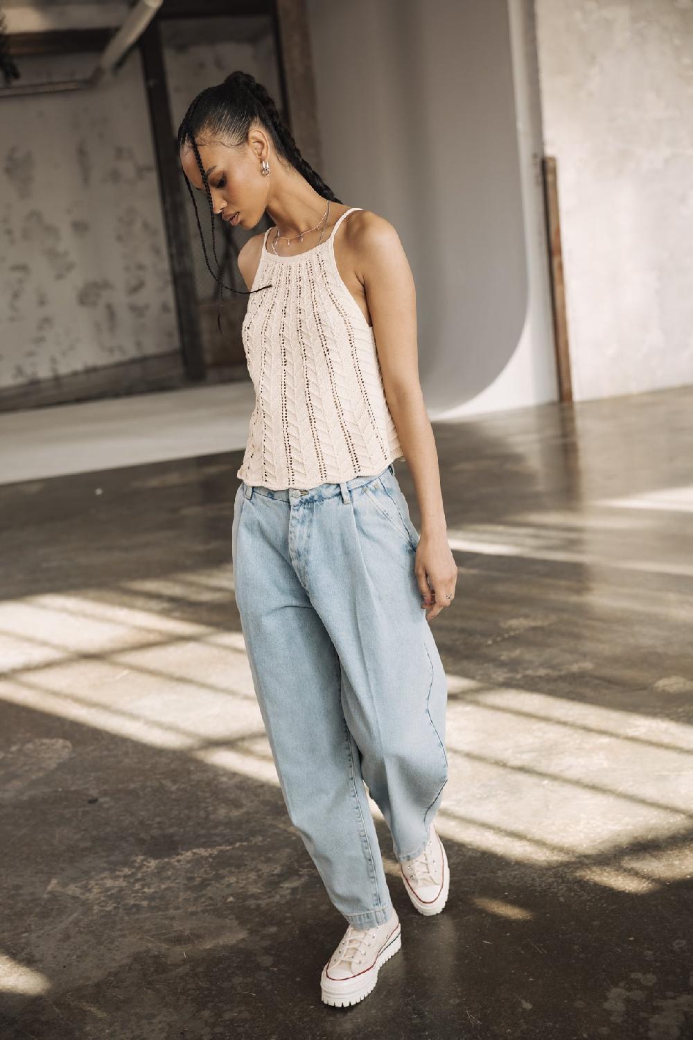 Freeman T. Porter Archy Jeans à Pinces Balloon Femme Light Blue