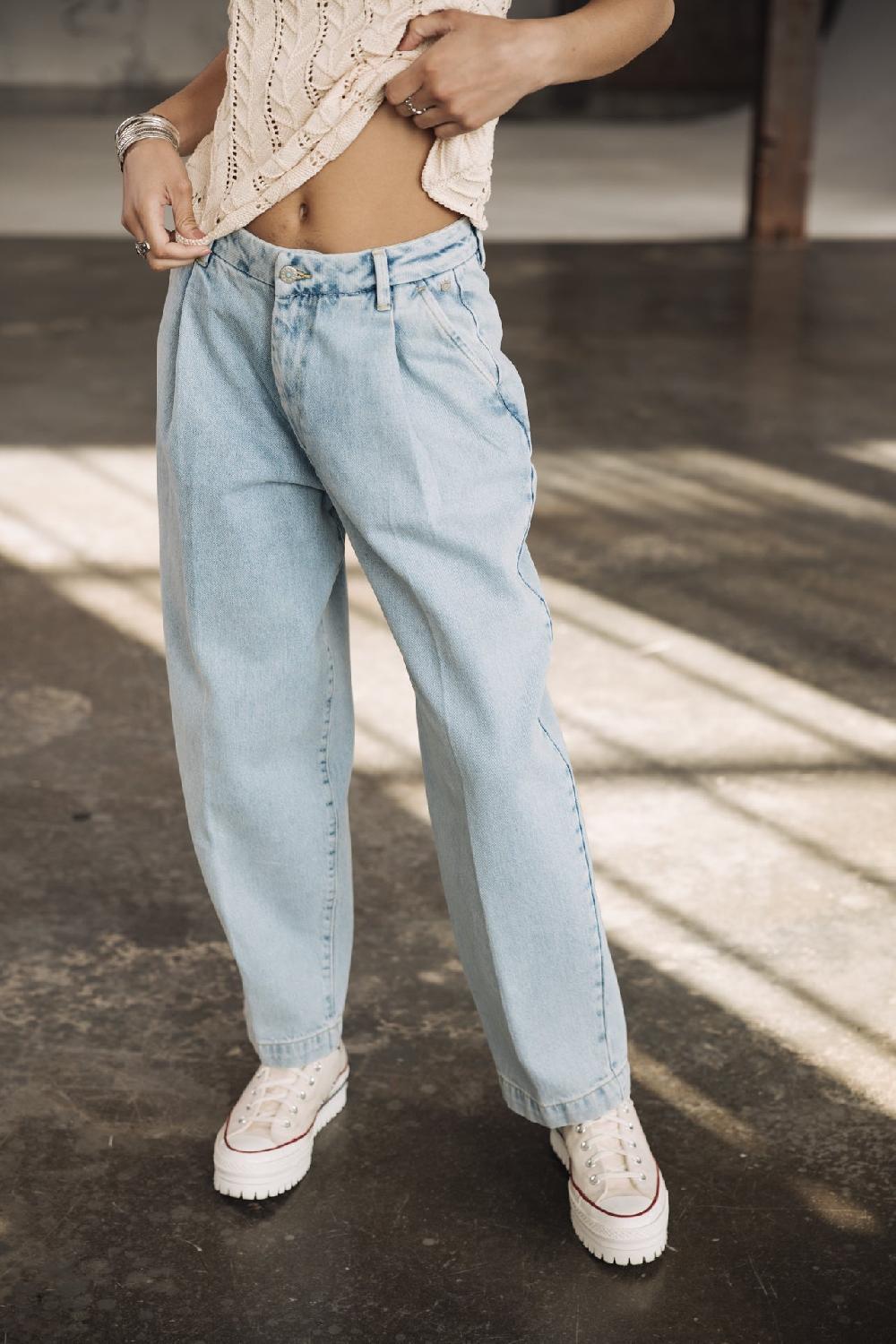 Freeman T. Porter Archy Jeans à Pinces Balloon Femme Light Blue