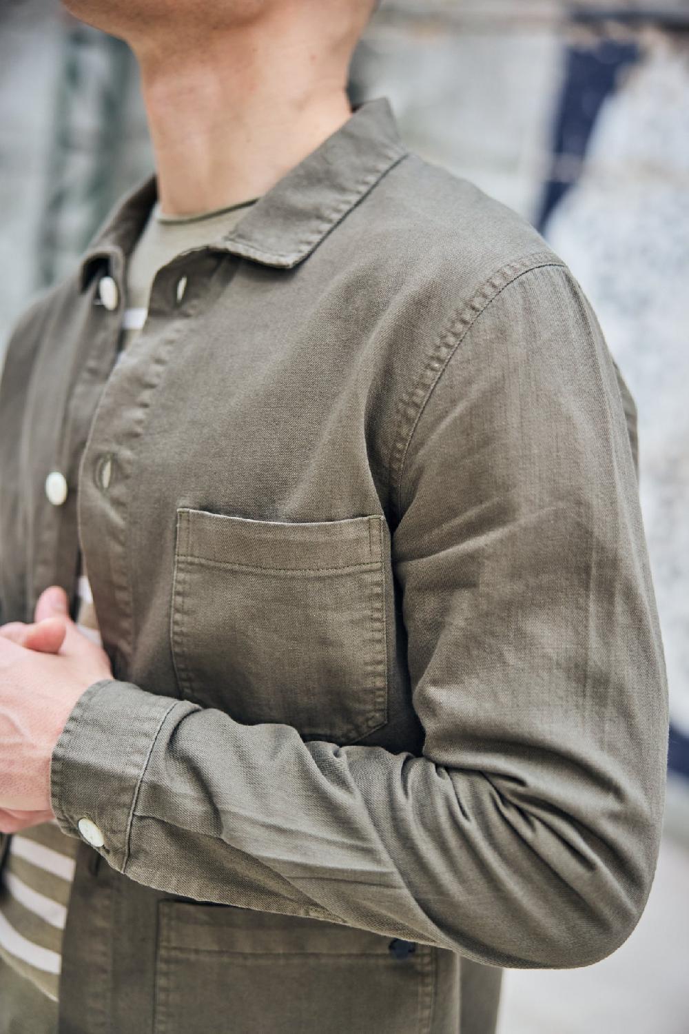 Freeman T. Porter Barney Cot Slub Veste Workwear Homme Deep Lichen Green