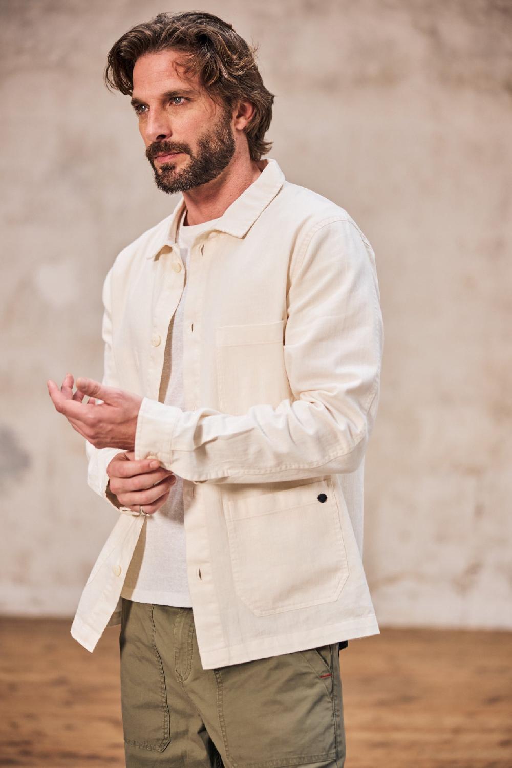 Freeman T. Porter Barney Cot Slub Veste Workwear Homme Light Gray