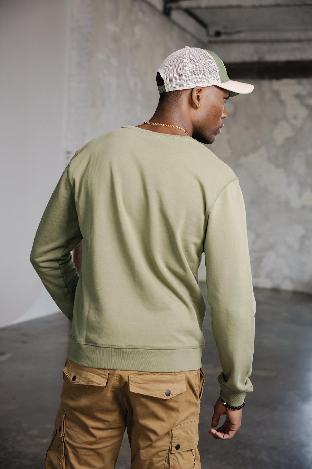 Freeman T. Porter Baton 1963 Sweat Col Rond Homme Dusty Olive