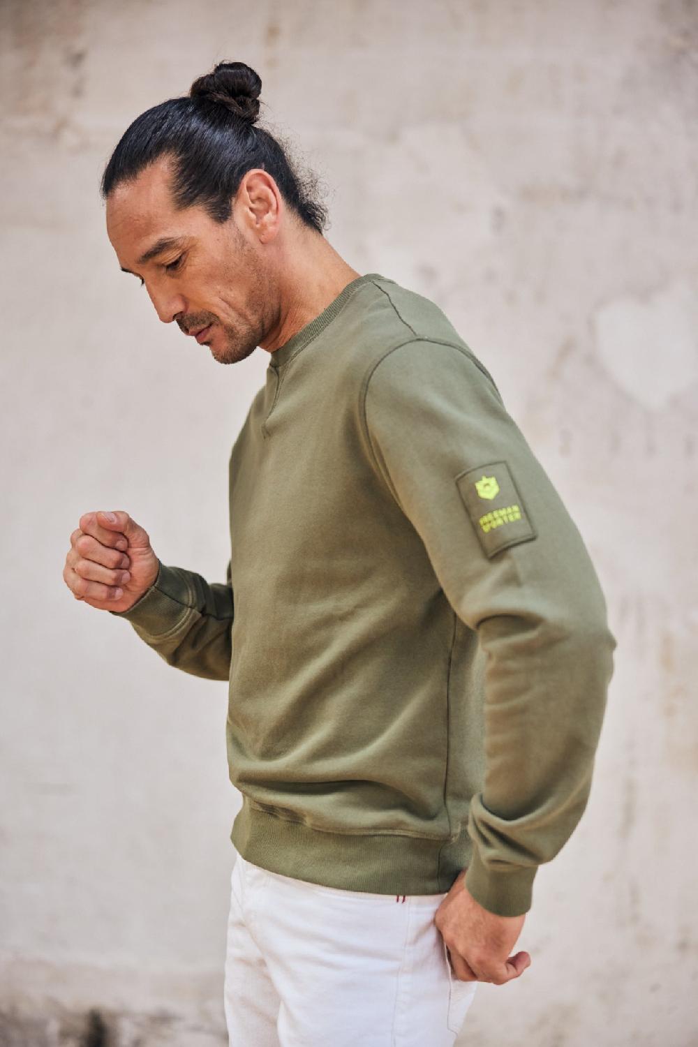 Freeman T. Porter Baton Snug Sweat Col Rond Homme Deep Lichen Green
