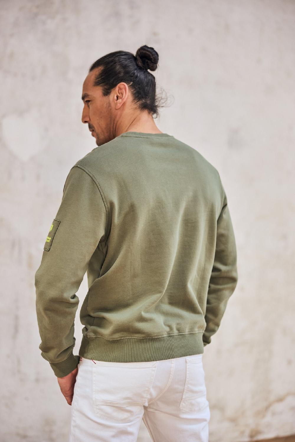 Freeman T. Porter Baton Snug Sweat Col Rond Homme Deep Lichen Green