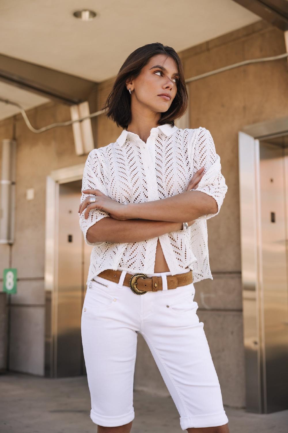 Freeman T. Porter Belixa Super Stretch Bermuda Femme White