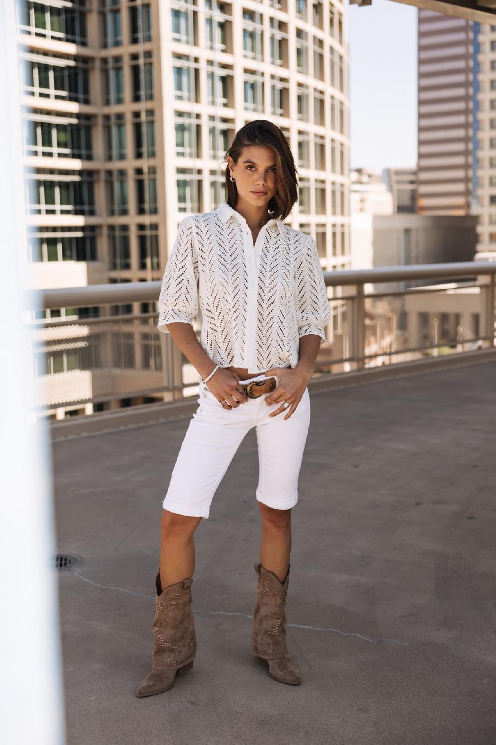 Freeman T. Porter Belixa Super Stretch Bermuda Femme White