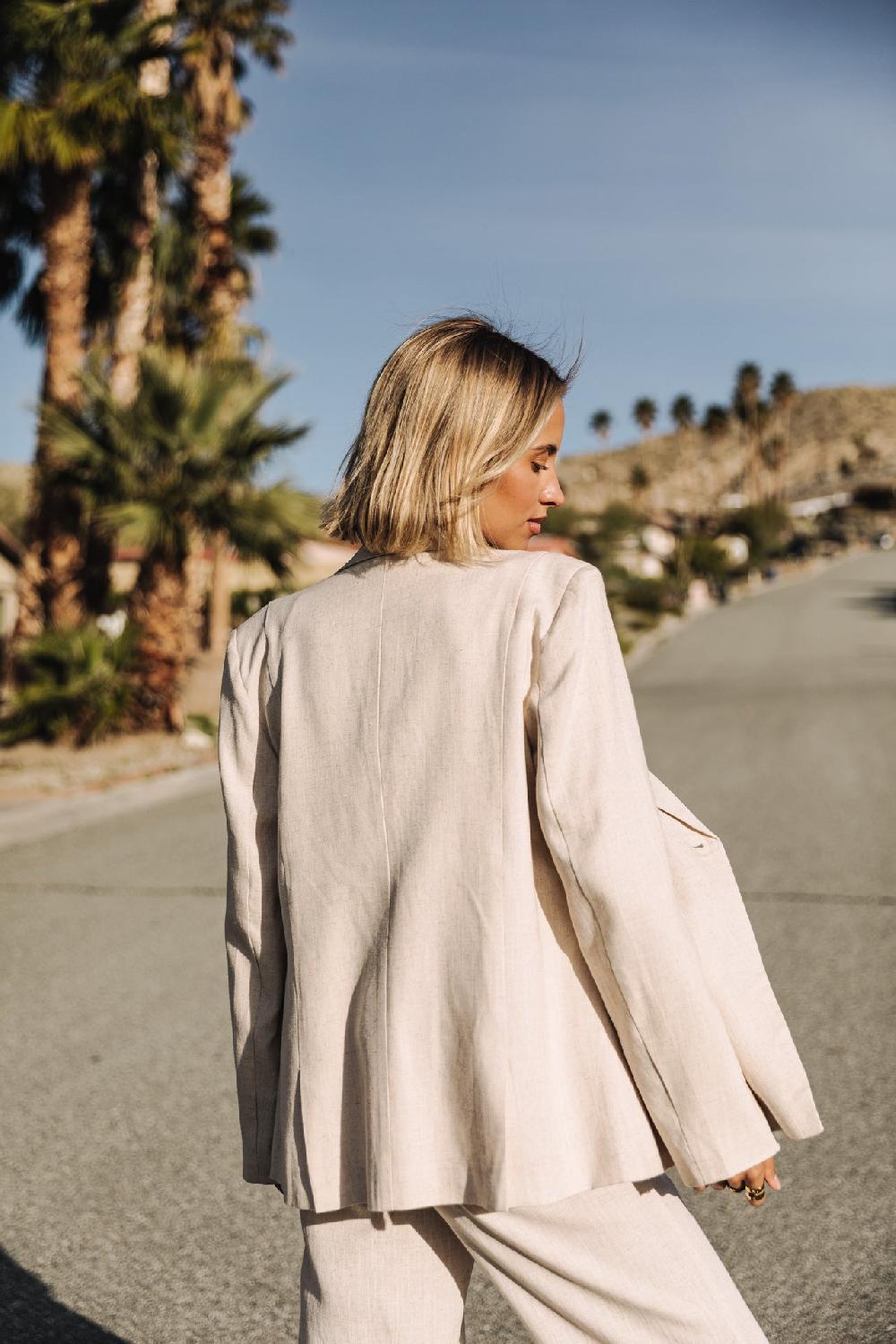 Freeman T. Porter Bernie Plain Linen Blazer Droit En Lin Femme Simply Taupe