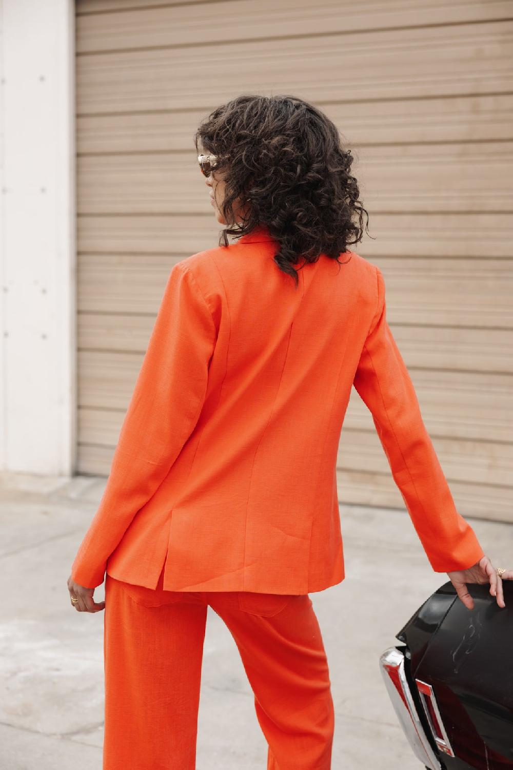 Freeman T. Porter Bernie Plain Linen Blazer Droit En Lin Femme Tigerlily