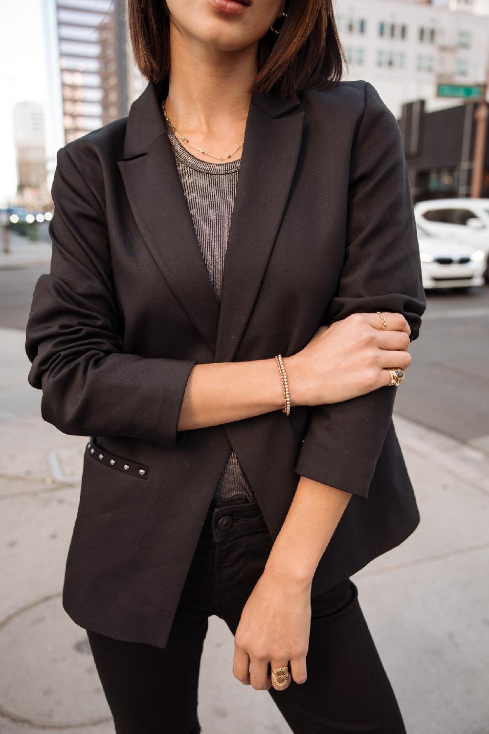 Freeman T. Porter Bernie Polyneo Blazer Droit Femme Black