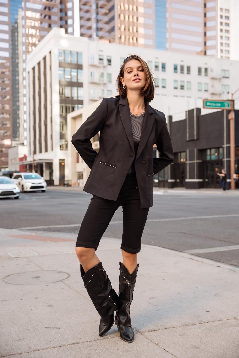 Freeman T. Porter Bernie Polyneo Blazer Droit Femme Black