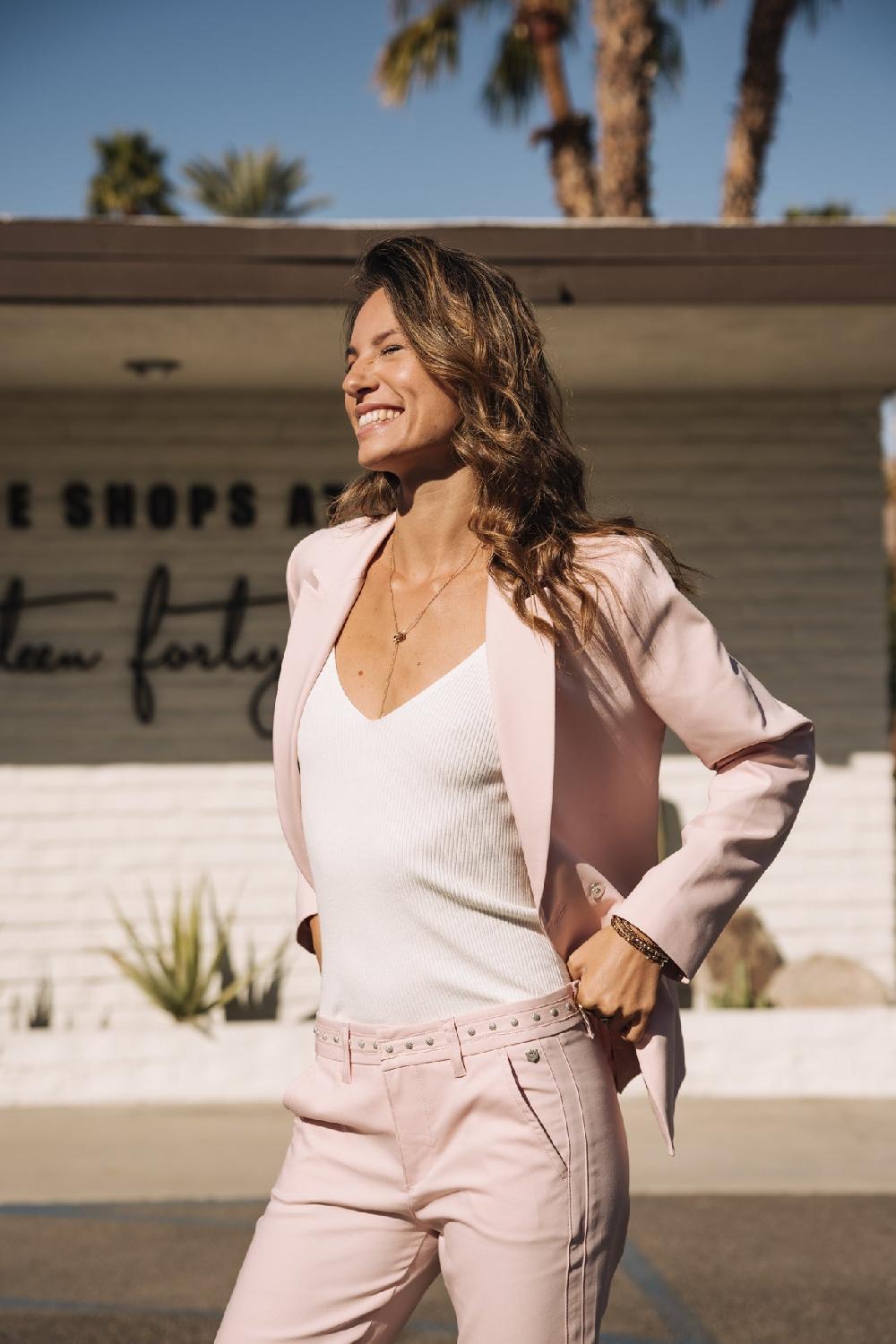 Freeman T. Porter Bernie Polyneo Light Blazer Droit Femme Light Pink