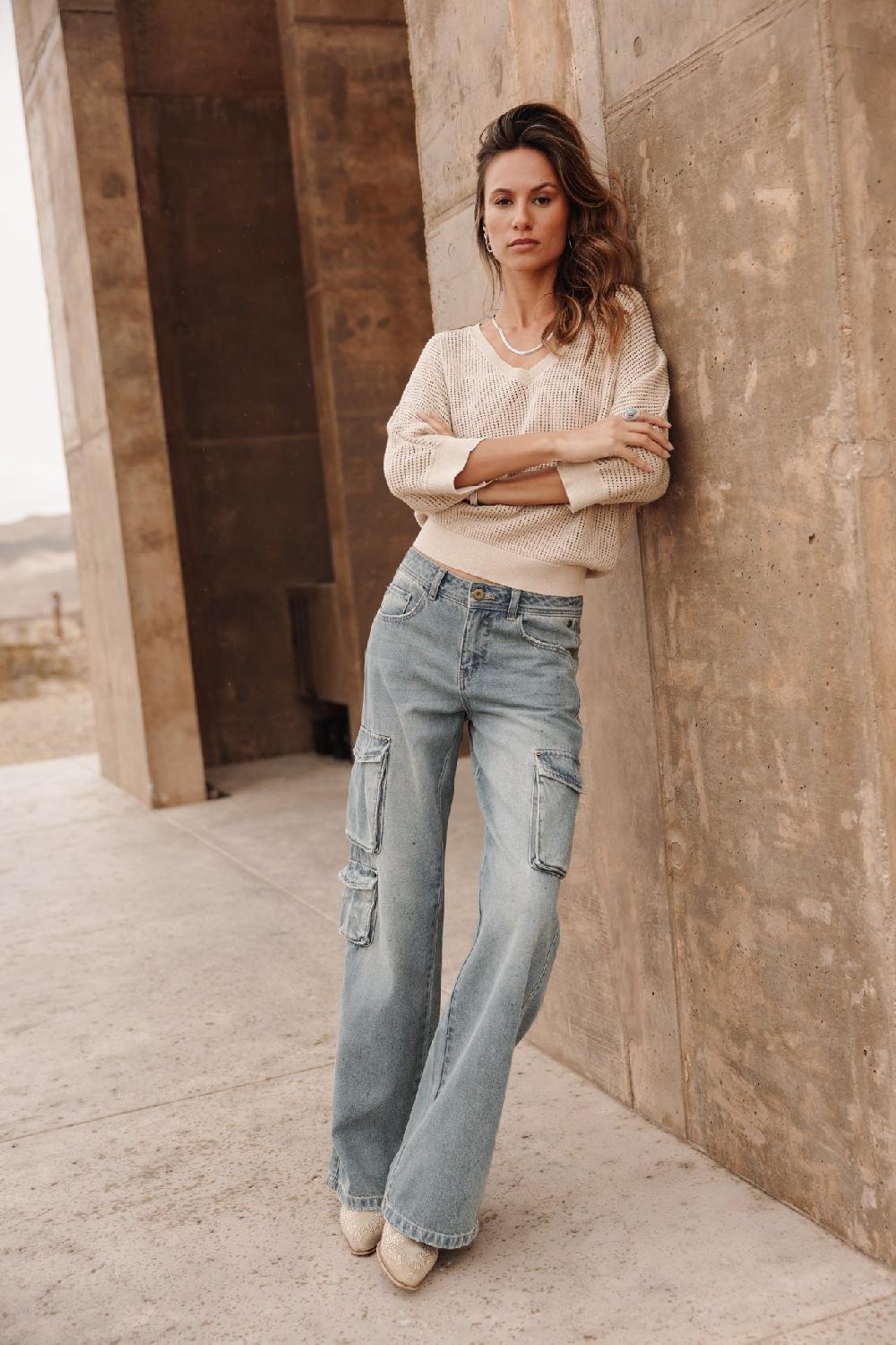 Freeman T. Porter Billie Denim Jeans Cargo Large Femme Jamaica