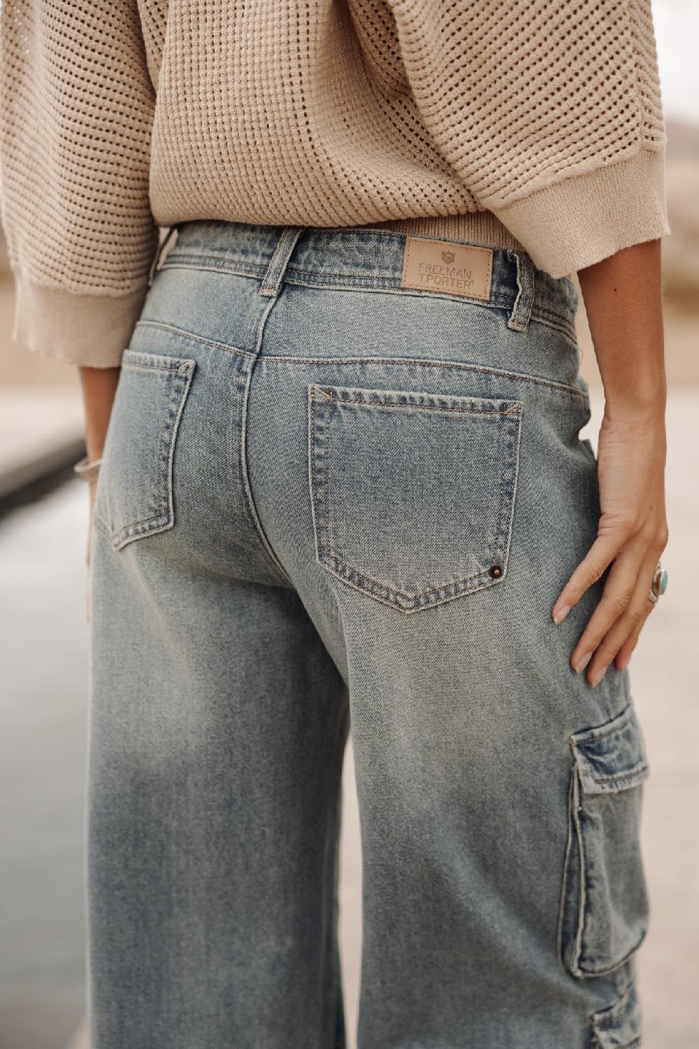 Freeman T. Porter Billie Denim Jeans Cargo Large Femme Jamaica