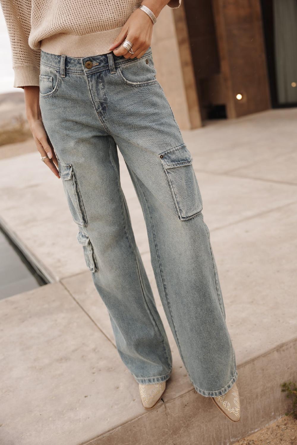 Freeman T. Porter Billie Denim Jeans Cargo Large Femme Jamaica