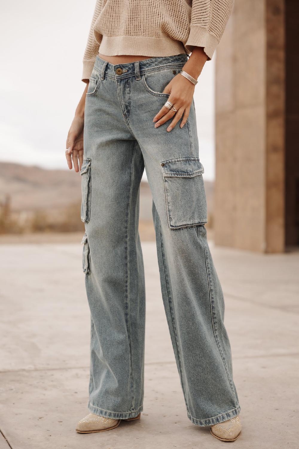 freeman t. porter Billie Denim Jeans cargo large Femme jamaica