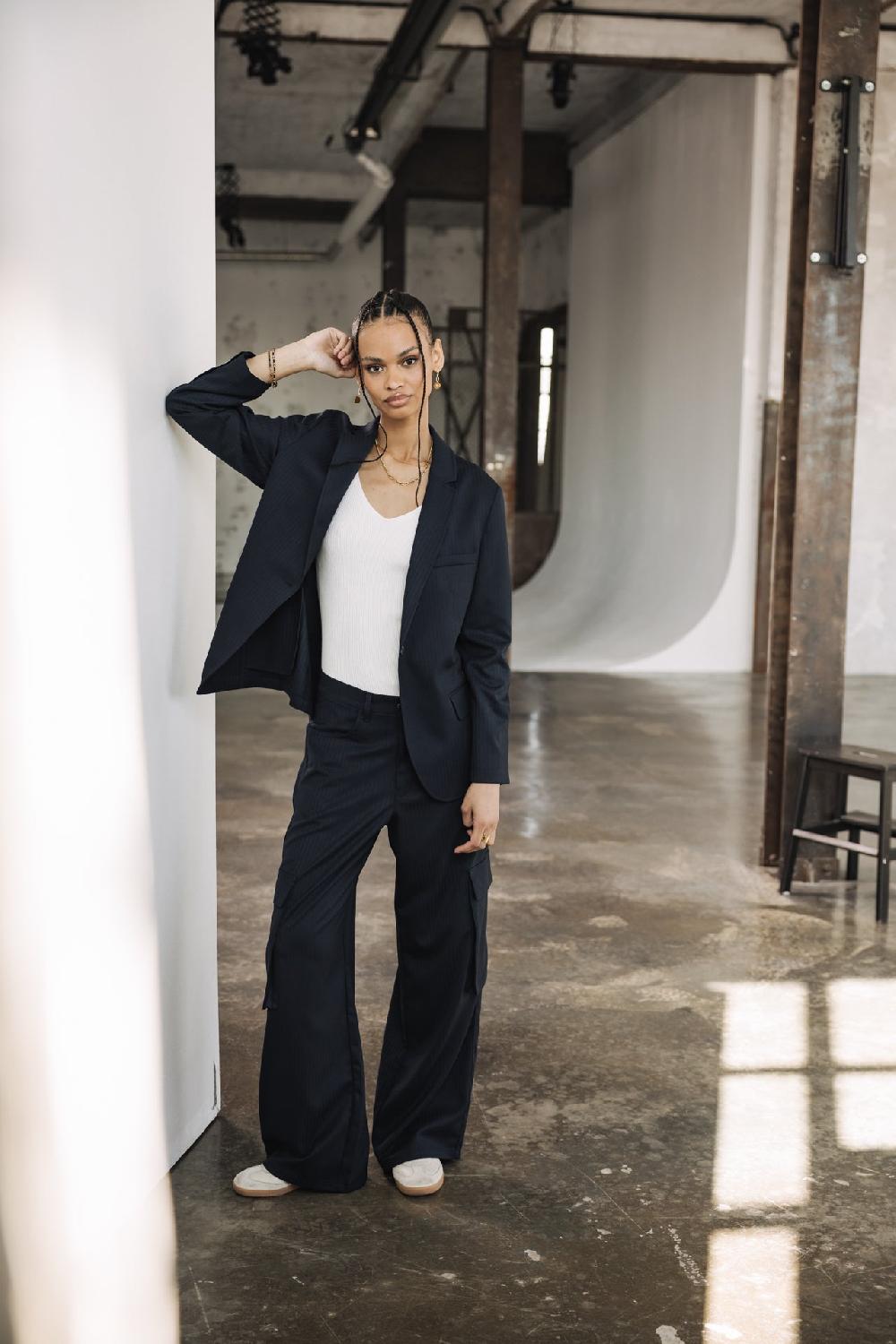 Freeman T. Porter Bono Crown Pantalon Large Cargo Femme Navy