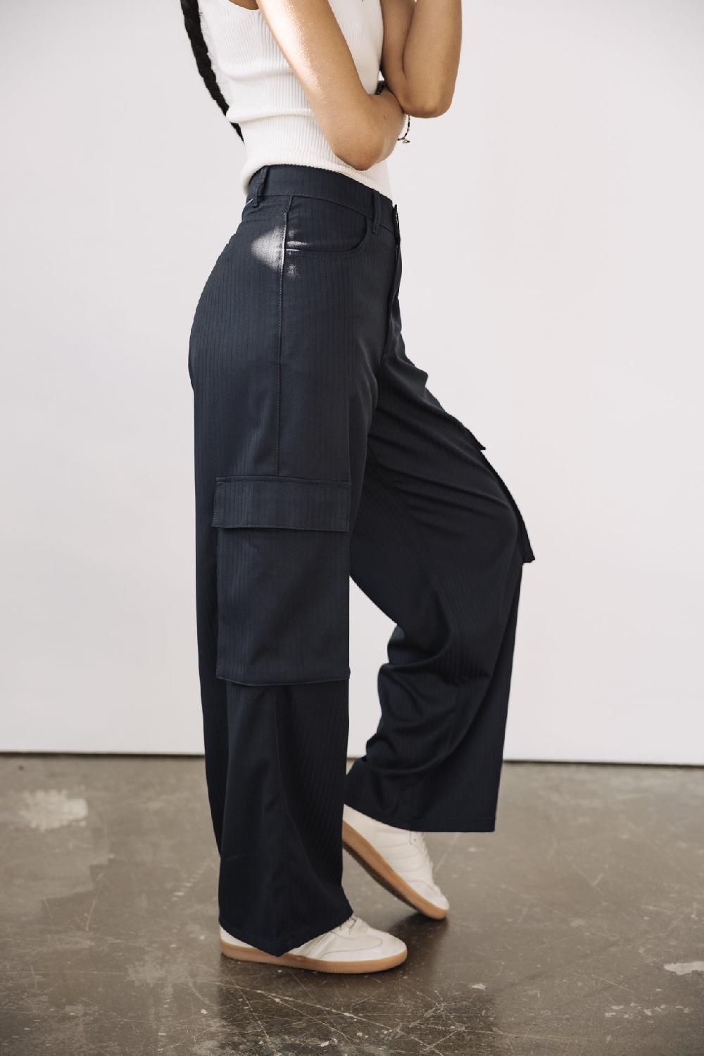 Freeman T. Porter Bono Crown Pantalon Large Cargo Femme Navy