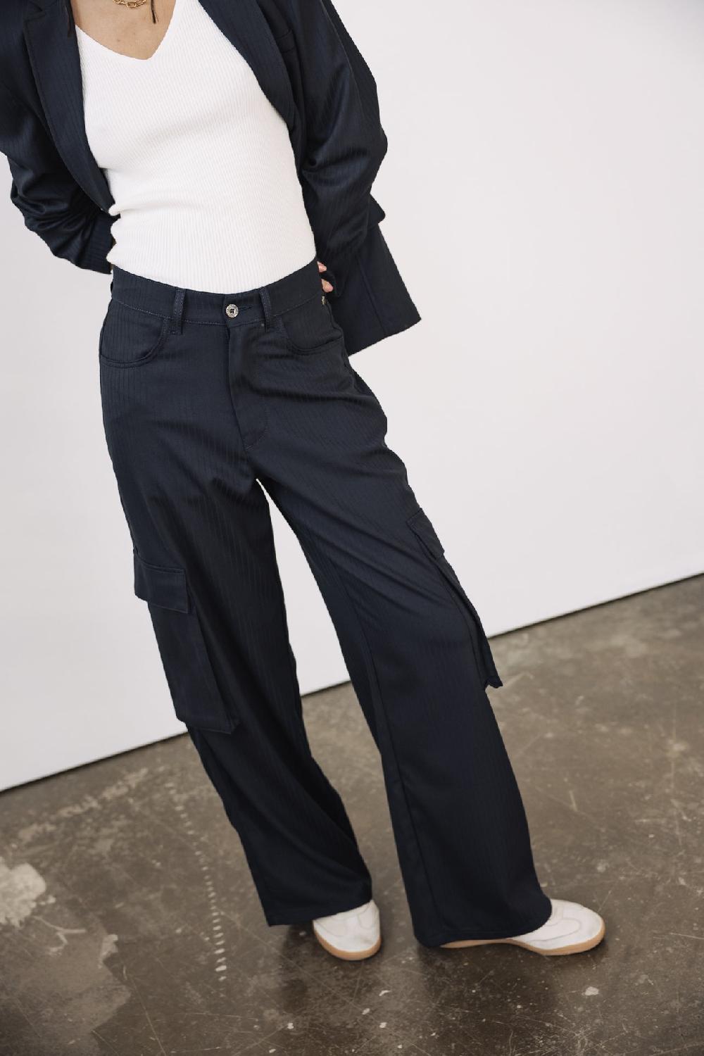 freeman t. porter Bono Crown Pantalon large cargo Femme navy