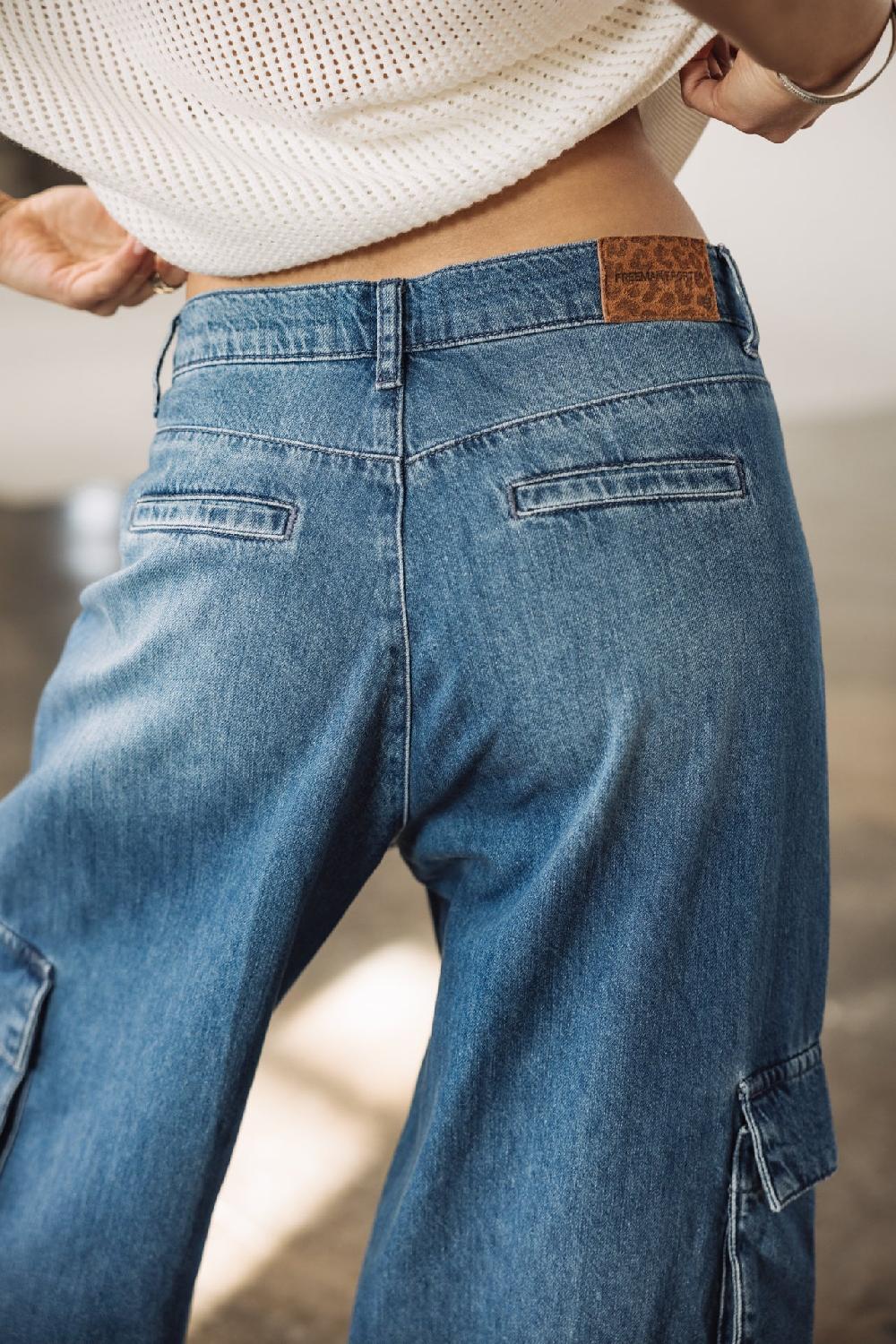 Freeman T. Porter Bono Jeans Large Cargo Femme Medium Blue