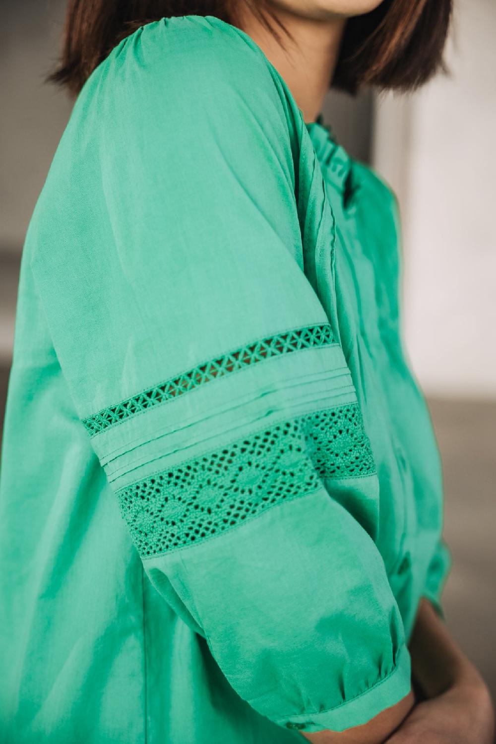 Freeman T. Porter Brune Lace Blouse En Dentelle Femme Deep Mint