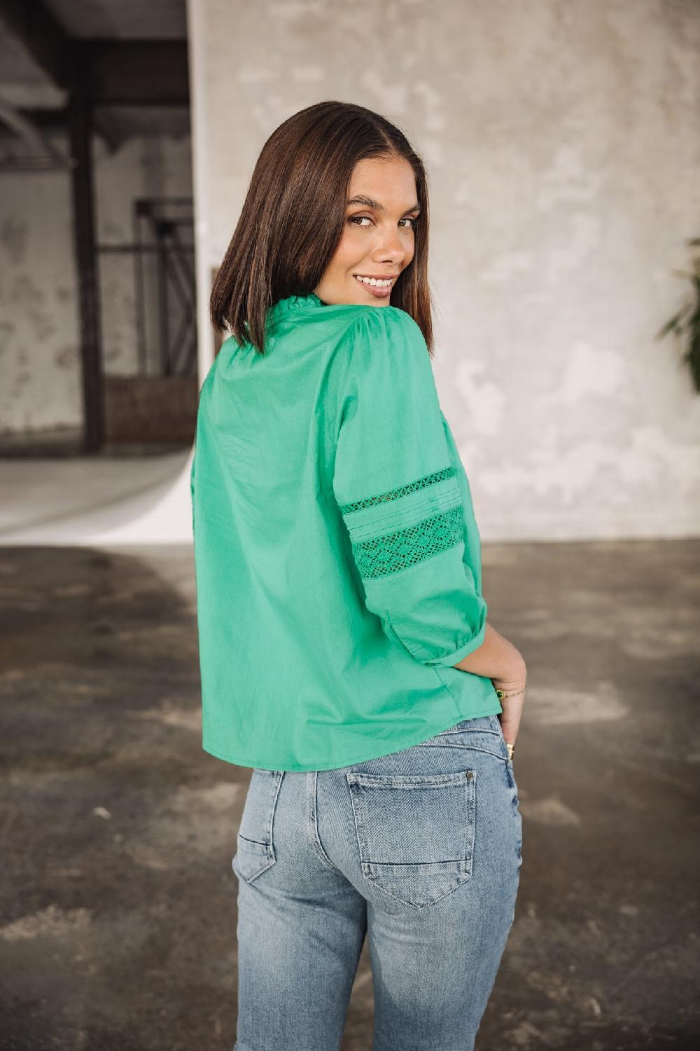 Freeman T. Porter Brune Lace Blouse En Dentelle Femme Deep Mint