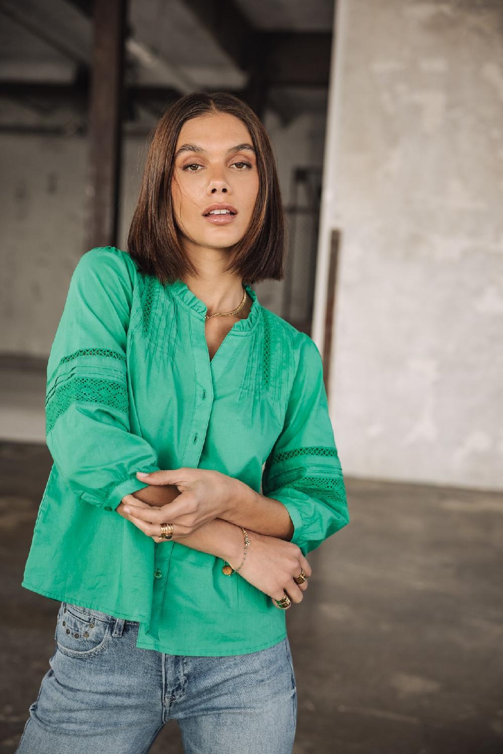 freeman t. porter Brune Lace Blouse en dentelle Femme deep mint freeman t. porter Brune Lace Blouse en dentelle Femme deep mint