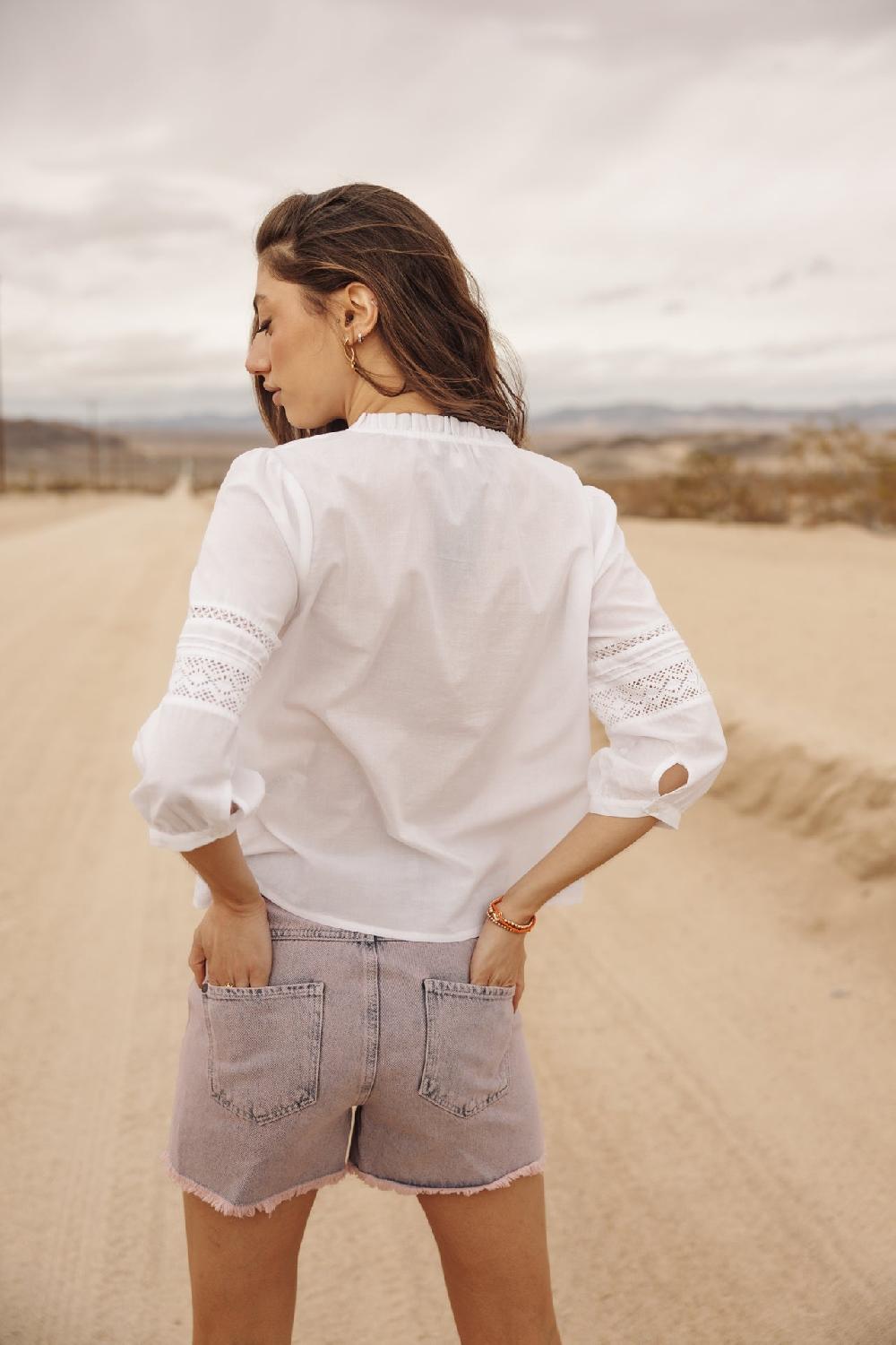 Freeman T. Porter Brune Lace Blouse En Dentelle Femme White