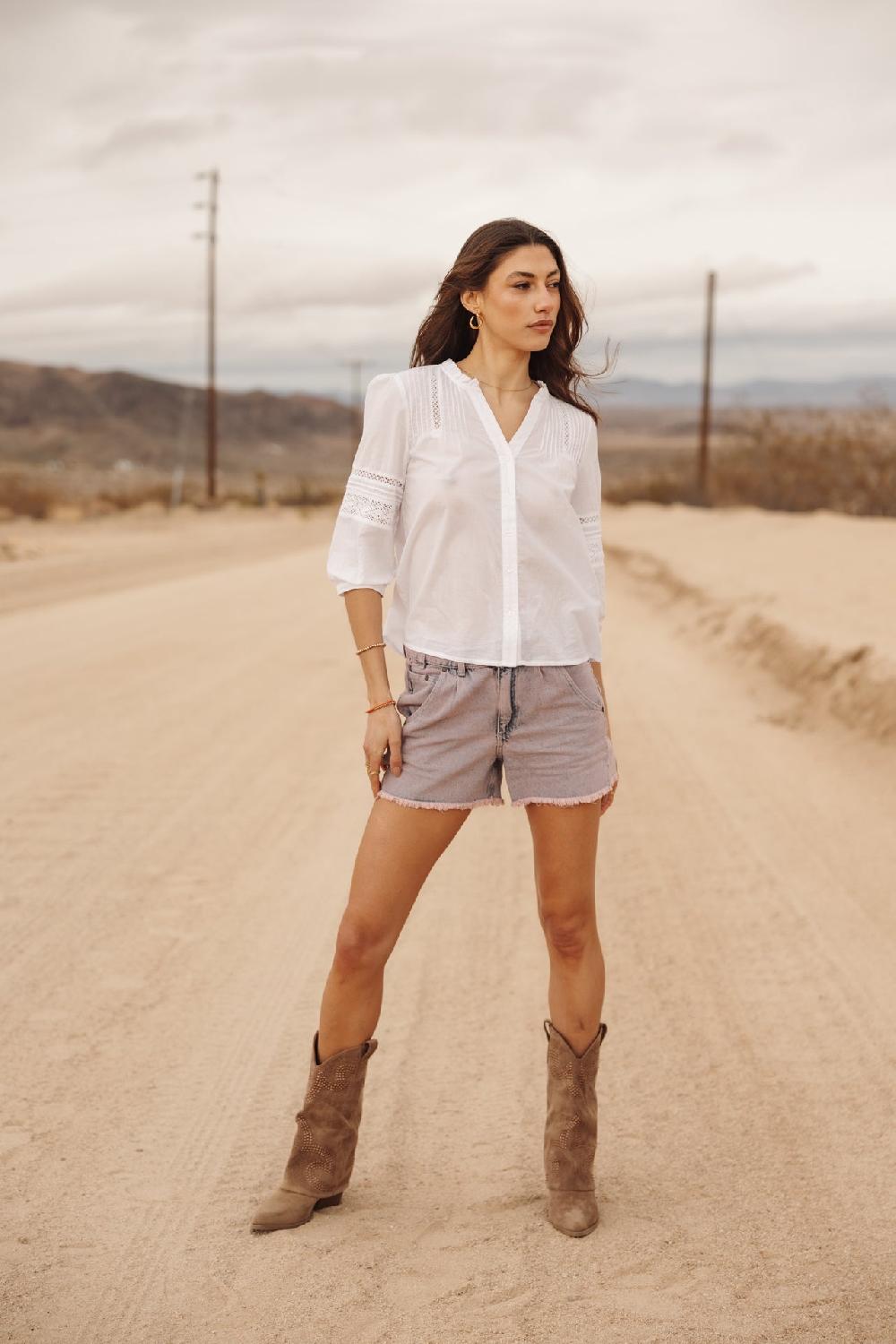 Freeman T. Porter Brune Lace Blouse En Dentelle Femme White