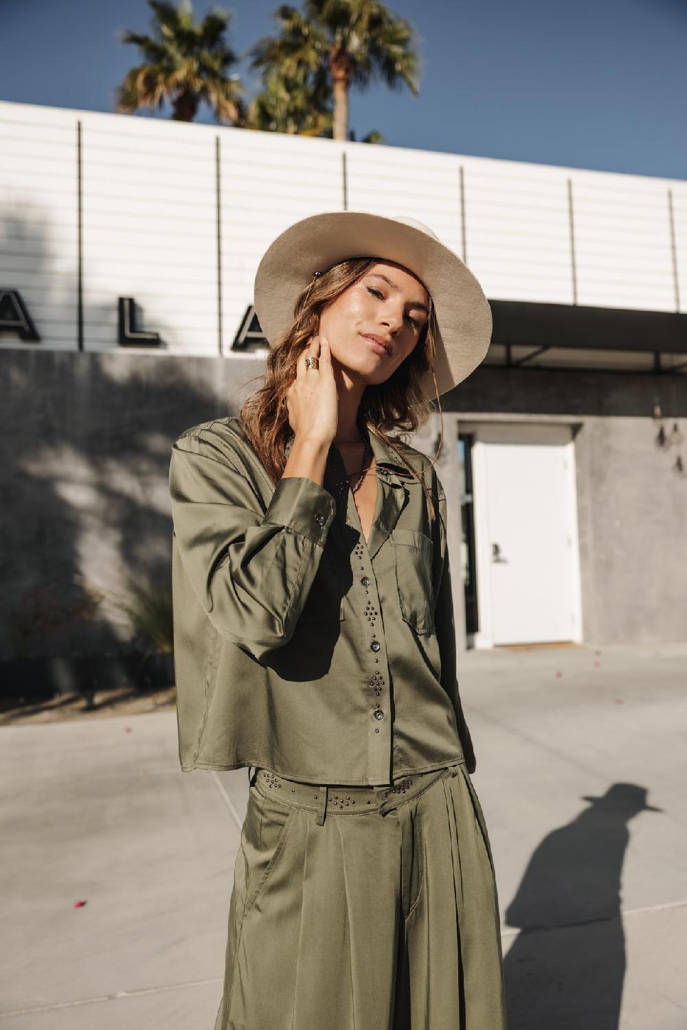 Freeman T. Porter Caretina Silken Chemise Avec Clous Femme Four Leaf Clover