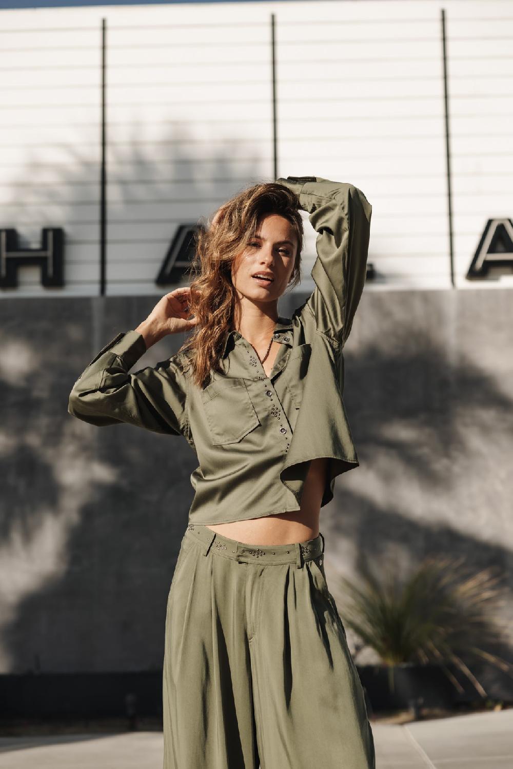 Freeman T. Porter Caretina Silken Chemise Avec Clous Femme Four Leaf Clover