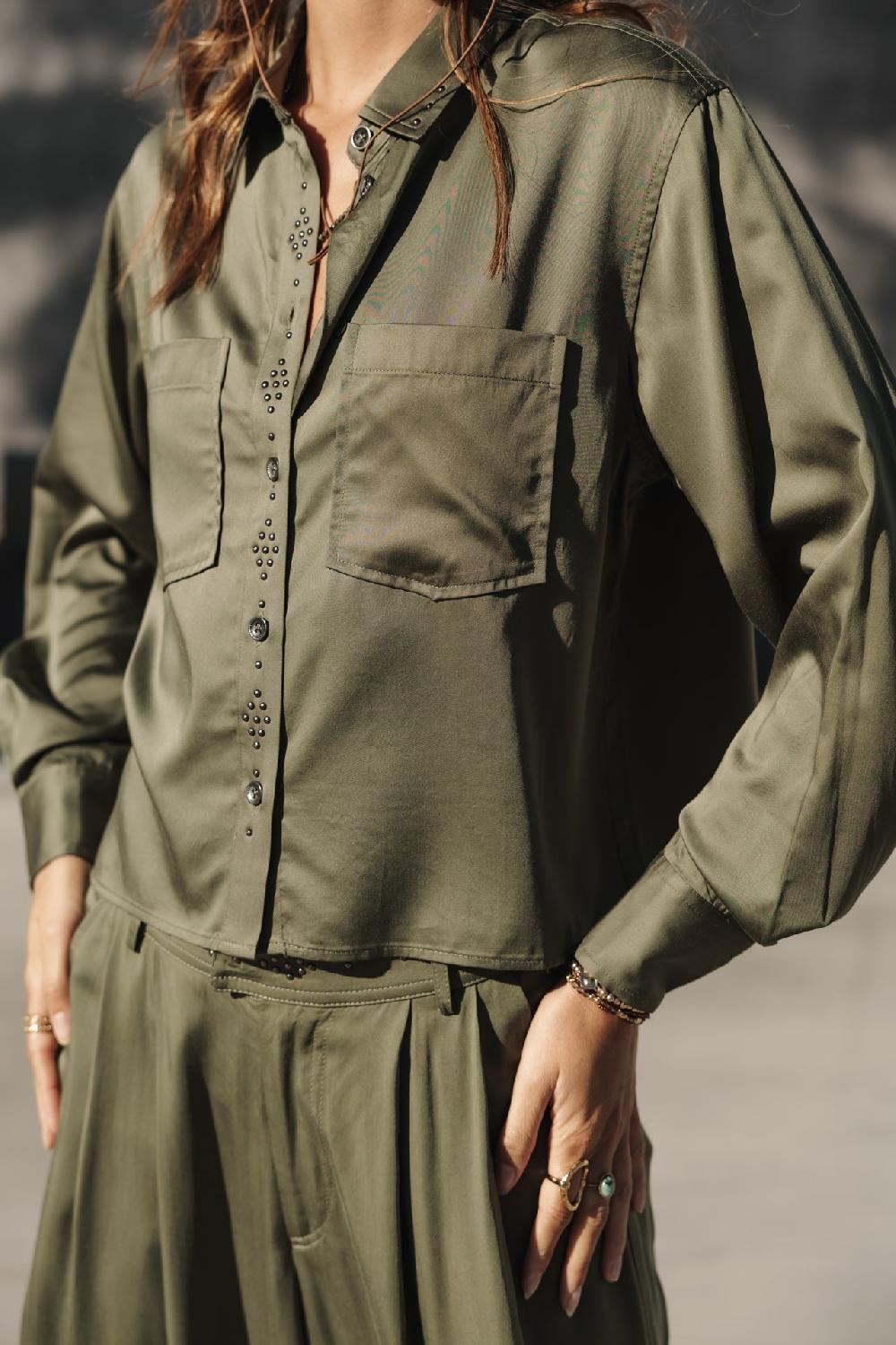 Freeman T. Porter Caretina Silken Chemise Avec Clous Femme Four Leaf Clover