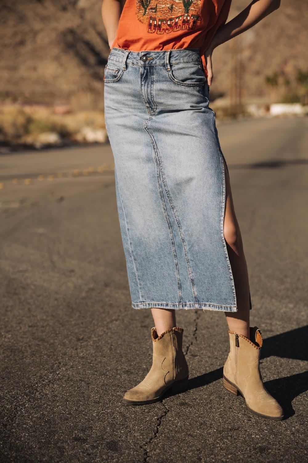 Freeman T. Porter Carla Denim Jupe Longue En Denim Femme Syracuse