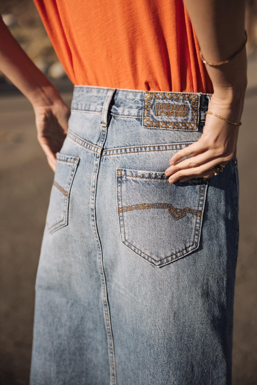 Freeman T. Porter Carla Denim Jupe Longue En Denim Femme Syracuse