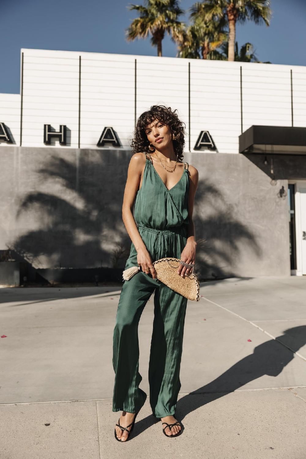 Freeman T. Porter Carlane Plain Color Combinaison Palazzo Femme Thyme