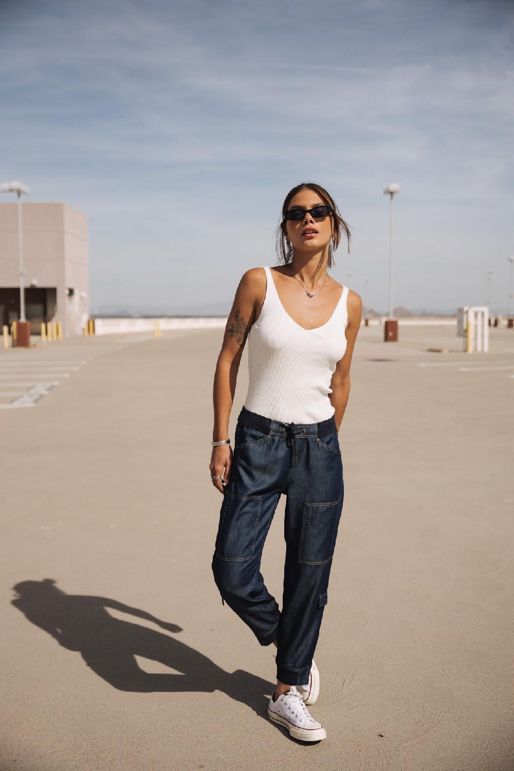 Freeman T. Porter Celine Denim Jeans Cargo Femme Mauricia Dark