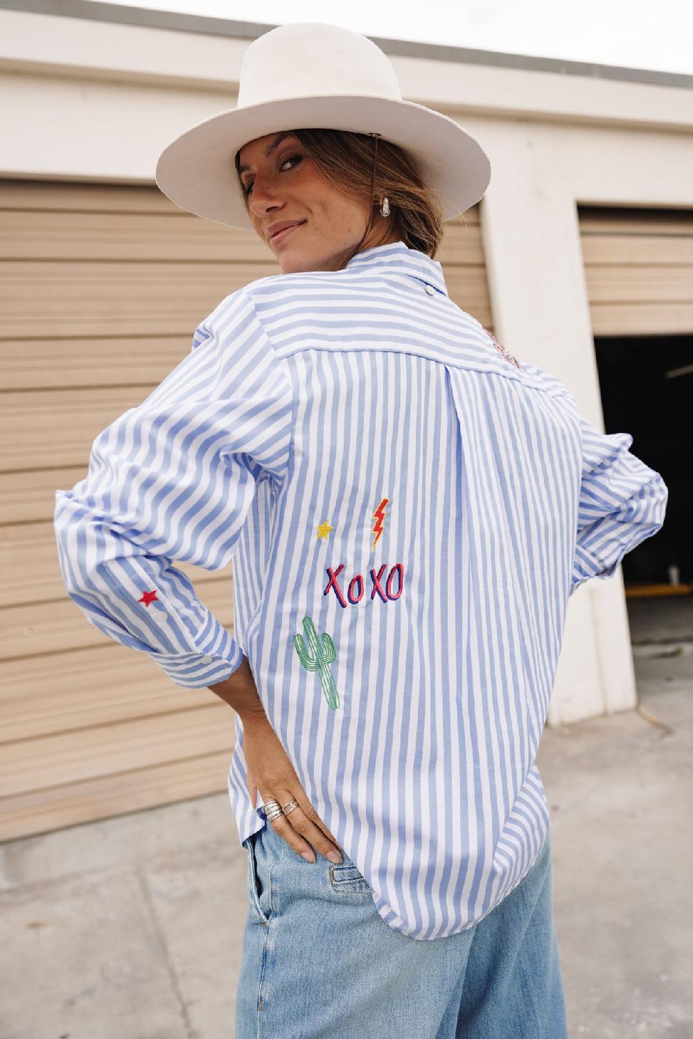 Freeman T. Porter Chella Summer Patches Chemise Rayée à Patch Femme Granada Sky