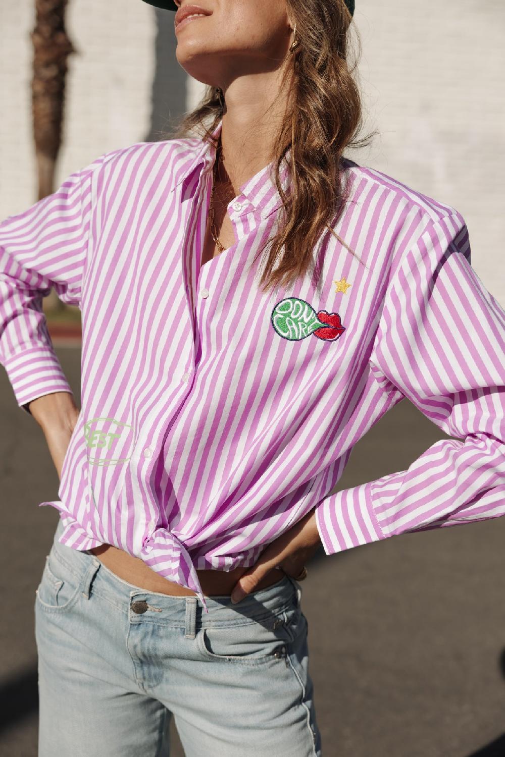 Freeman T. Porter Chella Summer Patches Chemise Rayée à Patch Femme Lilac